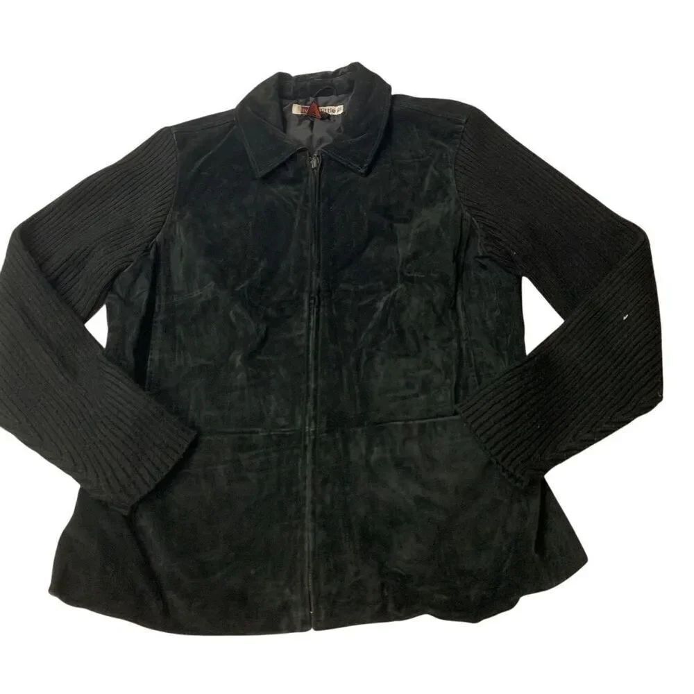 Vintage Suede Leather Sweater Jacket